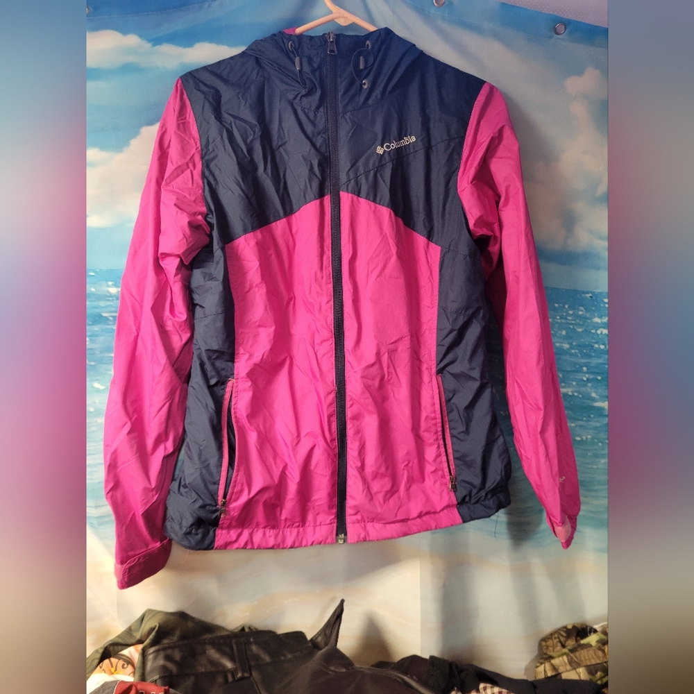 Columbia Pink & Blue Windbreaker/Raincoat Women's‎ Size Medium